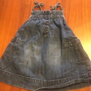Baby gap blue denim jumper with adjustable straps